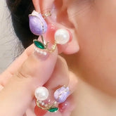 Bead Lavender Rose Earring-Anti Tarnish || Waterproof